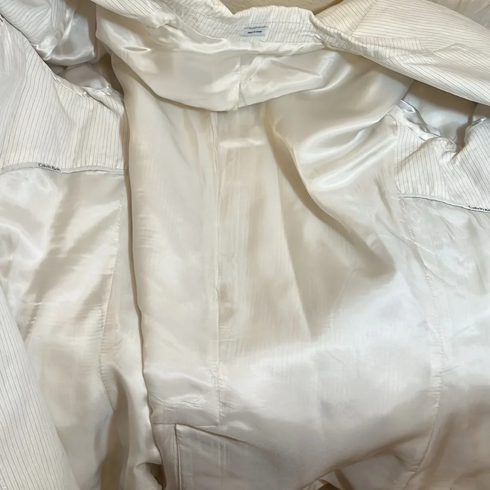 Calvin Klein White Striped Sport Coat Blazer
